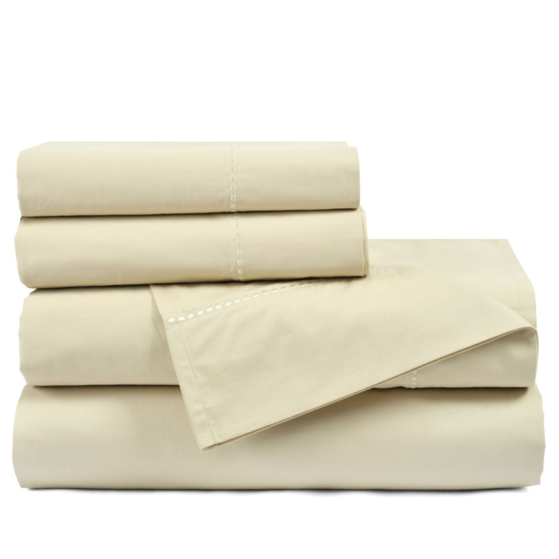 Neutral Queen Cotton Embroidered 6-Piece Sheet Set