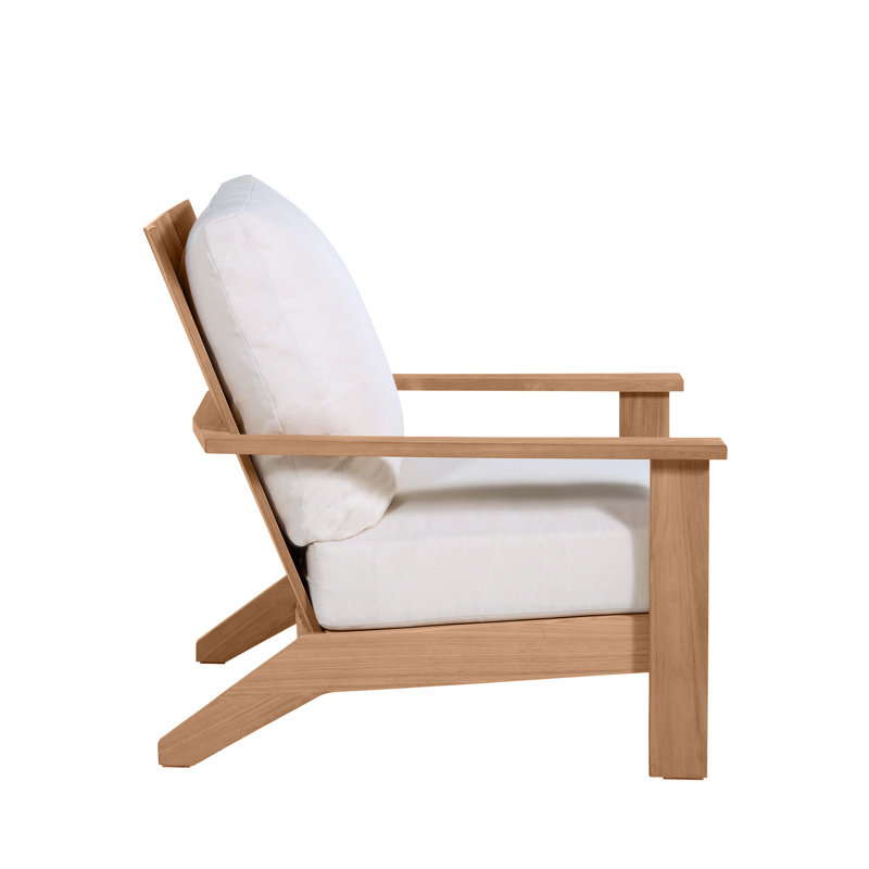 Ashland Patio Lounge Chair with Cushions, No Welt, Linen Forest, Natural Teak