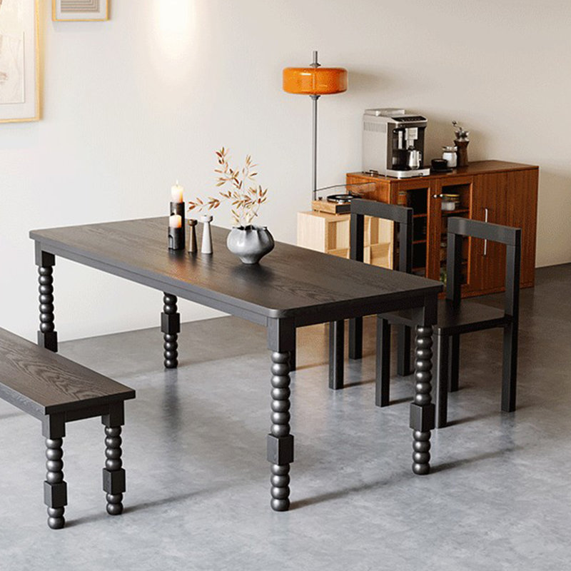 Table de salle à manger en bois de frêne massif avec fonctionnalité spacieuse., H 29,53 po x L 55,12 po x l 27,56 po