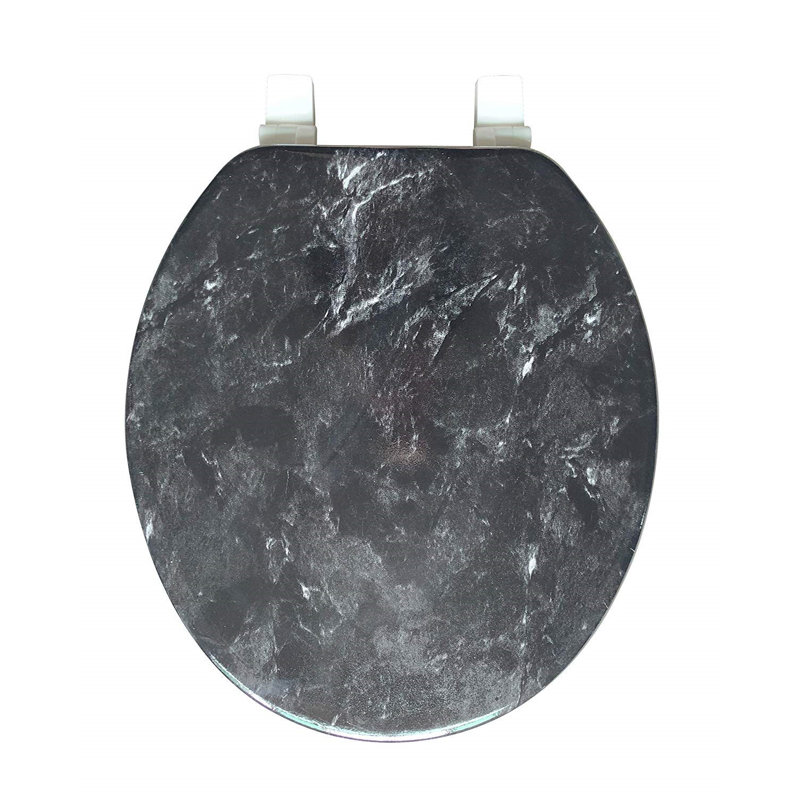 Siège de toilette rond en marbre, Noir