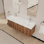 Meuble-lavabo mural de 60 po avec lavabo, lavabo double en résine à rebords épais, ensemble KD-1860438686-1860438684