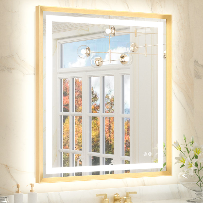 Miroir de salle de bain Dineen, Doré, 36 po x 30 po