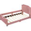 Lit de jour simple rembourré rose ravissant avec tête de lit à rayures classique - Structure attrayante, allure de chambre à coucher-1089146298