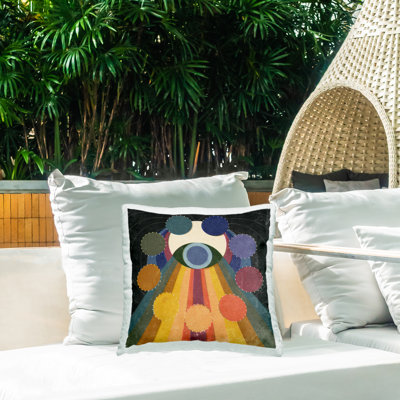 Coussin extérieur à motif de yeux et de cercles par Victoria Barnes