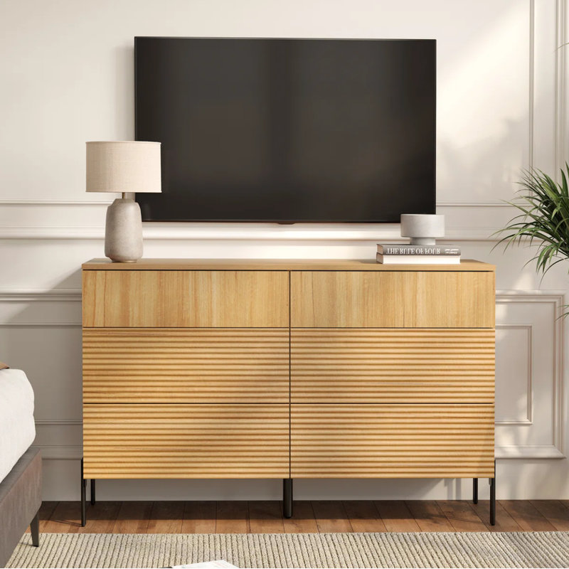 Commode 6 tiroirs Laverda, Chêne