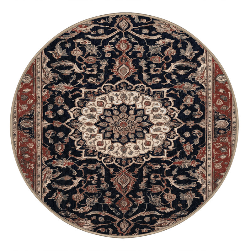 Tapis brun lavable à la machine, Rond 7 pi