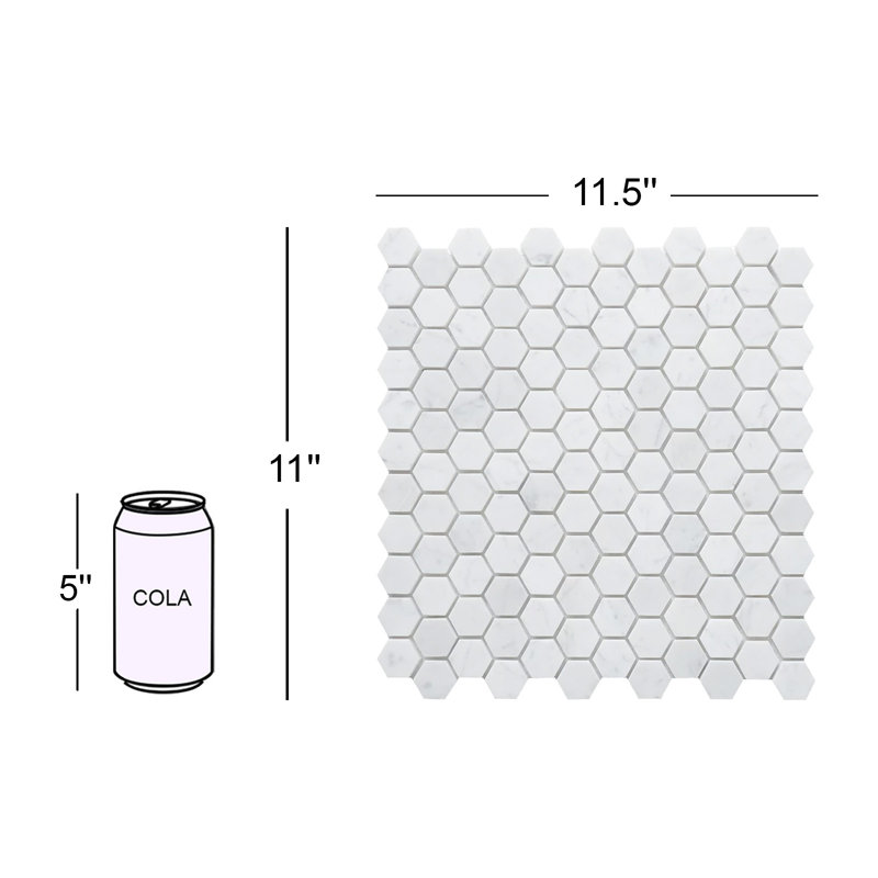 Carrara Hexagon 1" x 1" Marble Mosaic Tile in White