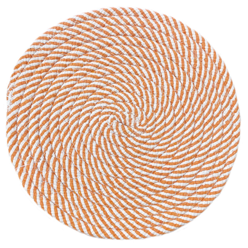 Napperon ultra-épais tissé rond en coton naturel résistant à la chaleur - 9 po x 9 po, Orange