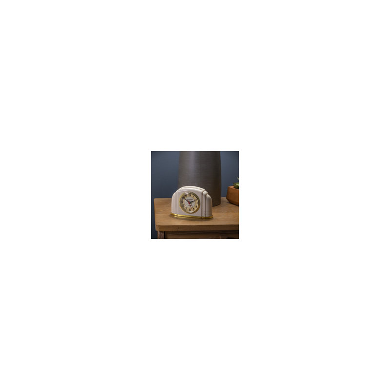 Analog Quartz Movement / Crystal Tabletop Clock with Alarm in Off-White