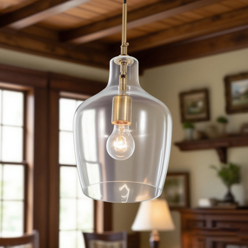 Luminaire suspendu moderne en verre transparent 7,9 pouces