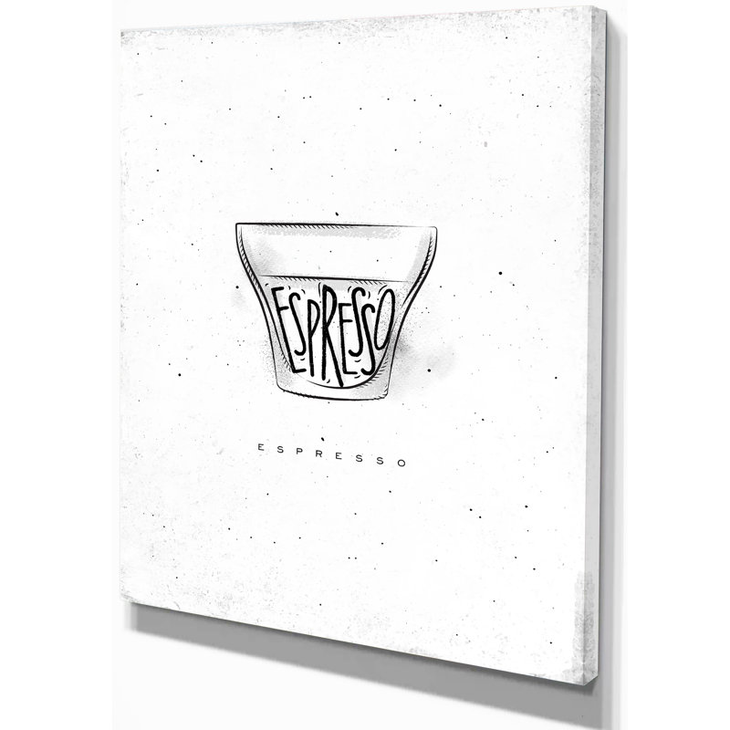 Espresso cup-blanc-impression d’art textuel Food, H 40 po x l 30 po x P 1,5 po, Toile tendue