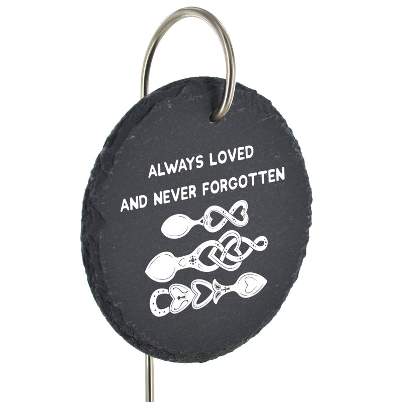 Brania Slate Heart Grave Marker Love Spoons Memorial Plaque