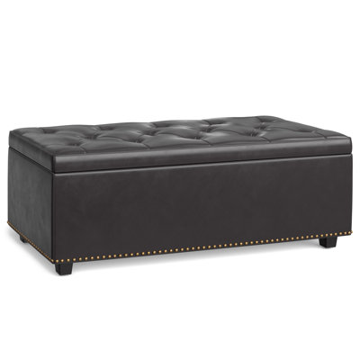 Hamilton 44"W Upholstered Lift-Top Storage Ottoman with Nailhead Trim and Tufted Detailing