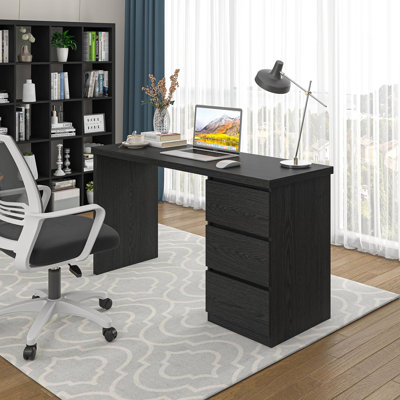Computer Desk with Drawers, Wood Work Desk, Home Office PC Desk