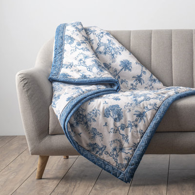 Couverture jetée Maison d'Hermine Bonobo - Bleue 100 % coton - 127 cm x 152 cm