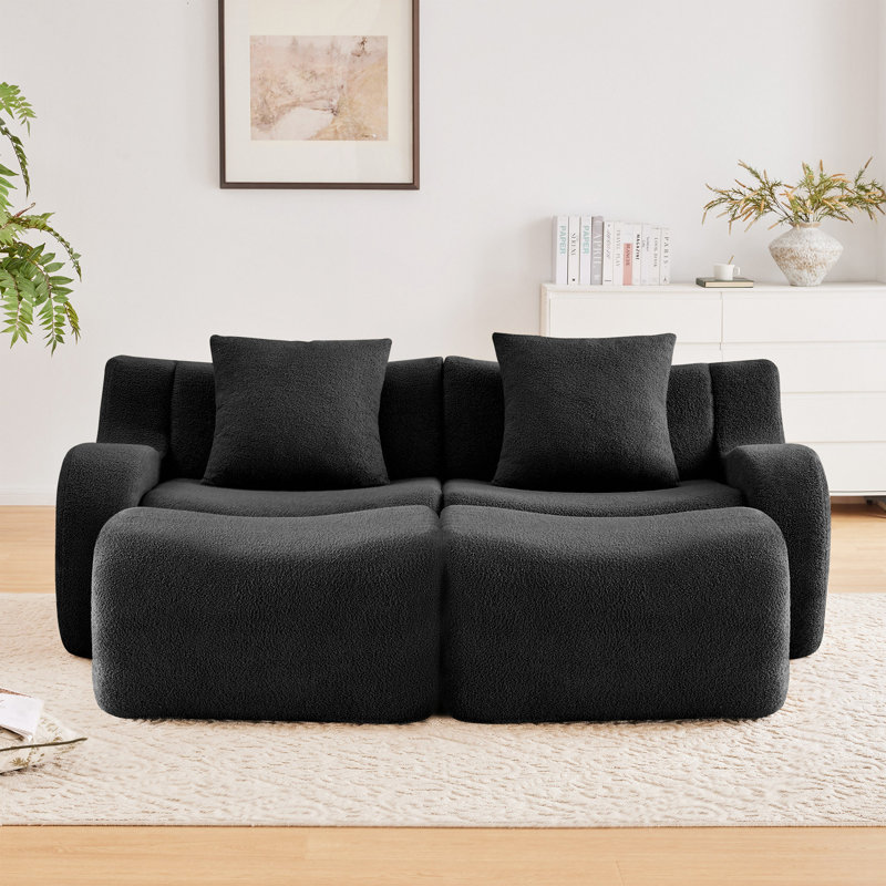 Canapé doux en tissu désossé, conception antidérapante, chaise longue d'assemblage, accoudoirs incurvés, support ergonomique, éponge à haute densité 32D, pour les salons