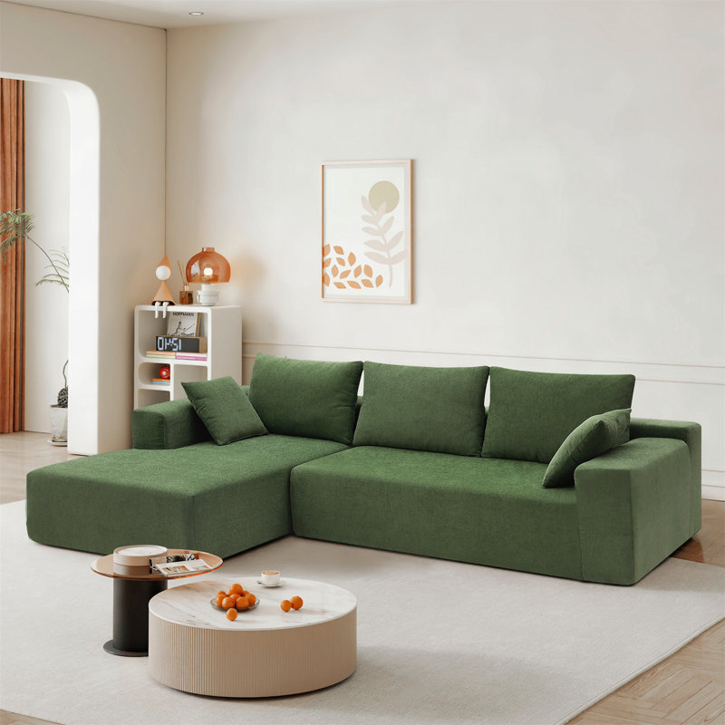 Canapé modulaire rembourré en forme de L Ostilio Boneless, canapé-lit rembourré, combinaison gratuite pour 2 PC