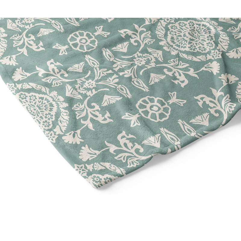 Couverture en velours de polaire Aubry, Motif floral bleu, L 60 po x l 50 po