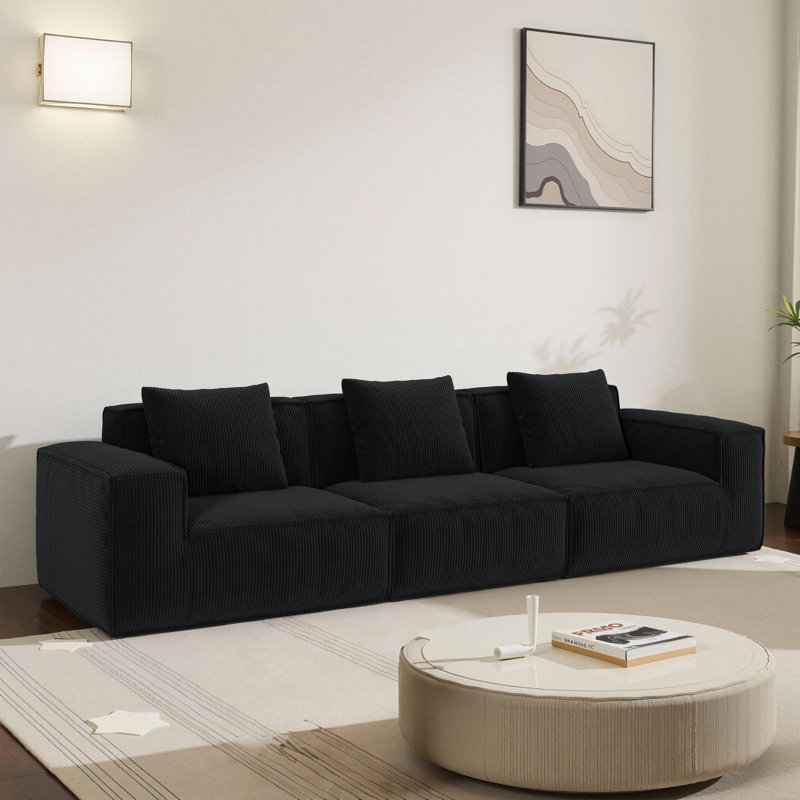 Canapé modulaire pouvant être converti en canapé-lit surdimensionné., Noir, 28.3" H x 86.6" W x 39.4" D