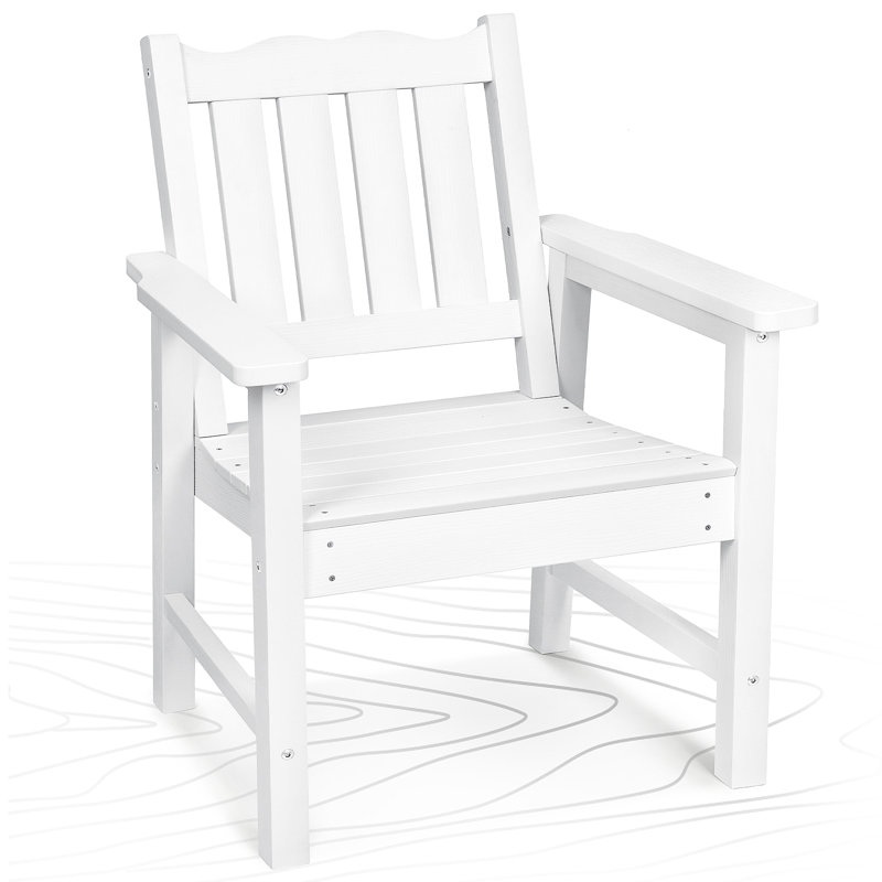 Brylor Patio Dining Chair, All-Weather HIPS Outdoor Dining Armchair, White