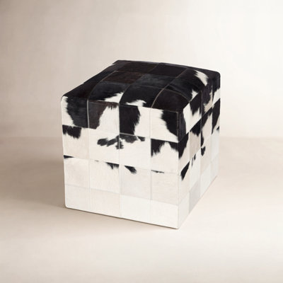 Arnott 18.25'' Wide Genuine Leather Square Patchwork Footstool Ottoman