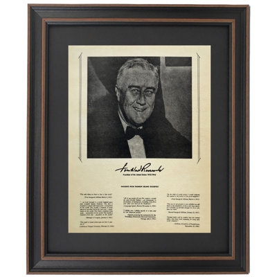 Franklin D. Roosevelt Portrait and Quotes | Framed Textual Art Print on Antique Parchment