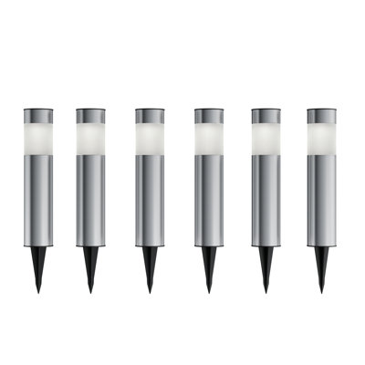 Silver Battery Powered Integrated LED Glass Pathway Light Pack