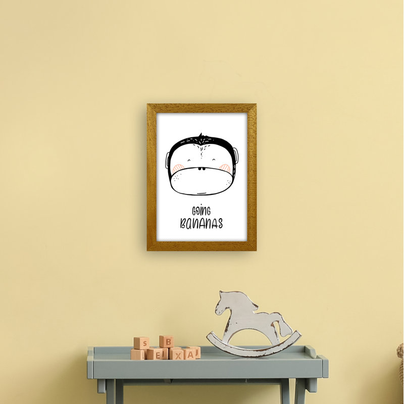Monkey by Miniofmine - Print, Brown Framed, 34cm H x 25cm W x 3cm D