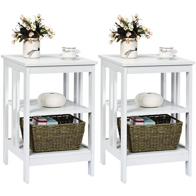3-Tier Wooden End Table with Side Bars