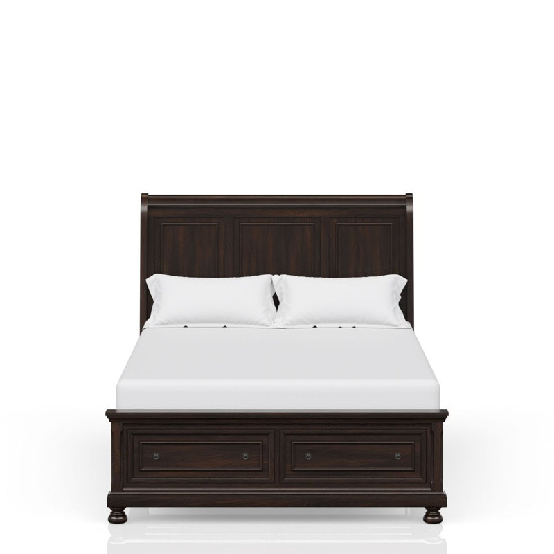 Grand lit de rangement en cerisier foncé, Cerisier, Grand lit