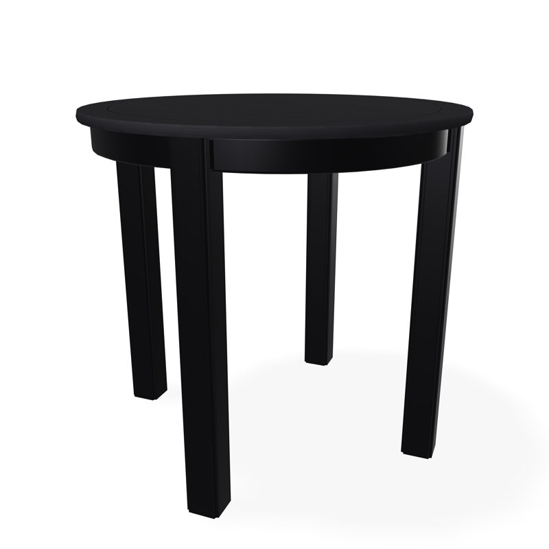 Outdoor Round Side Table, Black/Black, Marine Grade Polymer
