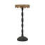 Table d'appoint D10.5X25.5 "en fer noir avec plateau en bois brun festonné-1620729032