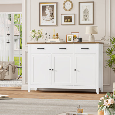 Zosia 47.2" Modern Sideboard Buffet, Credenza Storage Cabinets With Adjustable Shelves And Three Drawers