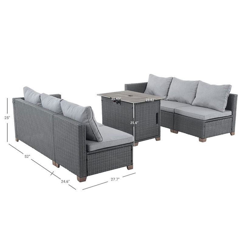 Wicker 6 - Person Modular Patio Conversation Set with Cushions