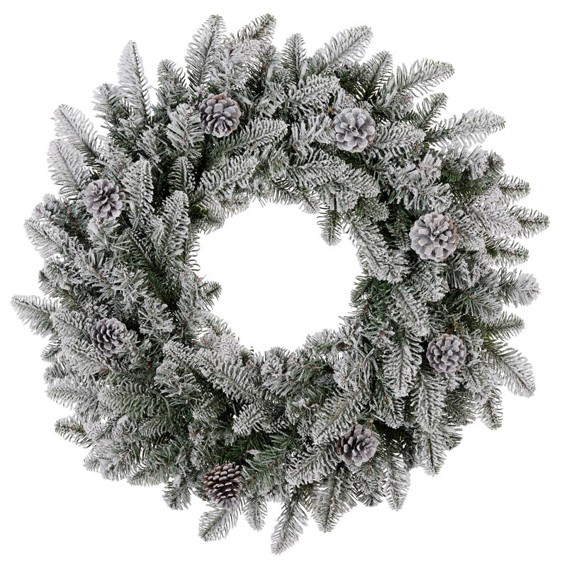 Snowy Stockbridge 24 Inch Wreath with Twinkle or Steady Light Settings