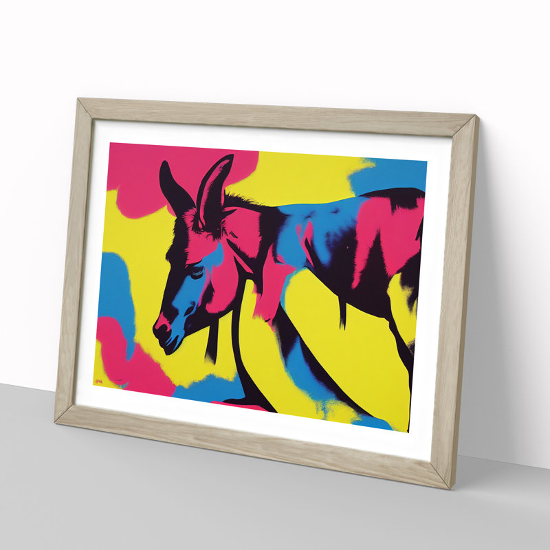 Colourful Donkey Art Vol.3 Abstract 1 Piece Single Picture Frame Wall Art, 34cm H x 46cm W x 2cm D, Oak