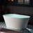 Cove WOODBRIDGE 59" L x 29-7/8" W Luxury Contemporary Solid Surface Stone Resin Freestanding Bathtub in Matte White