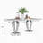 7-Piece Dining Set with Marble-Print Tabletop and Upholstered Chairs – Velvet & PU Options, Stainless Steel Legs-763200891