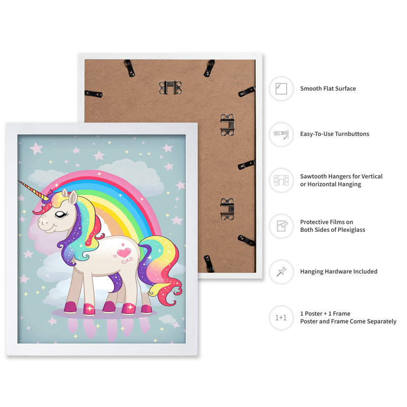 Licorne arc-en-ciel, Poster, White Framed, 08"H x 10"W