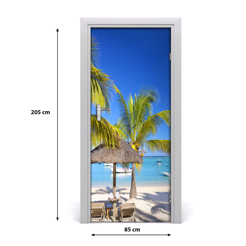 Tropical Beach Door Decal