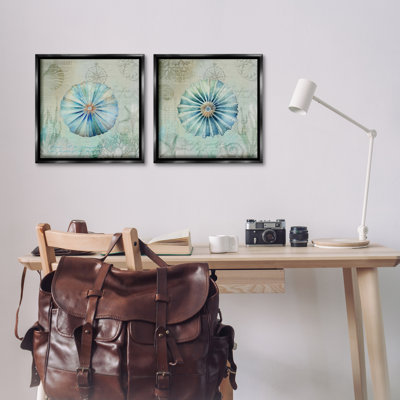  Ensemble de 2 flotteurs rétro sur toile bleue encadrés par Andrea Haase