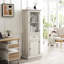 Armoire avec porte vitrée pour le rangement - Blanc, idéal pour le salon, la cuisine, la salle à manger