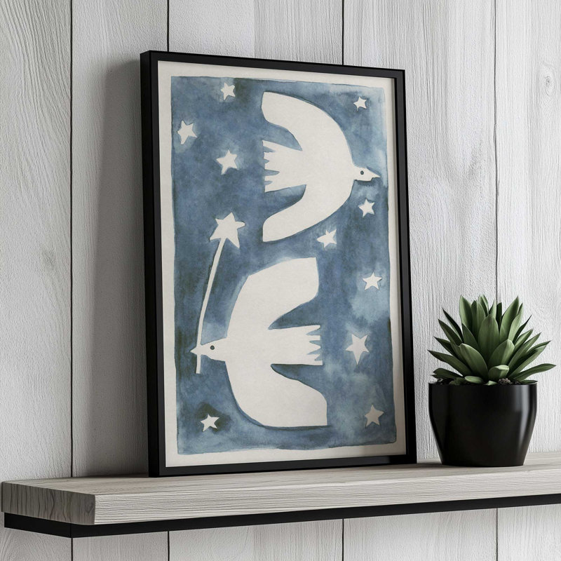 «Celestial Birds V2» par Alisa Galtsyna, reproduction d'art sur toile, H 16 po x l 12 po, Doré
