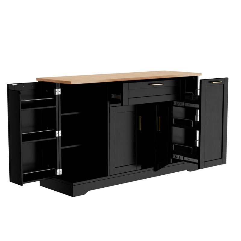 53'' Sideboard With Drawer, Adjustable Shelves, Black