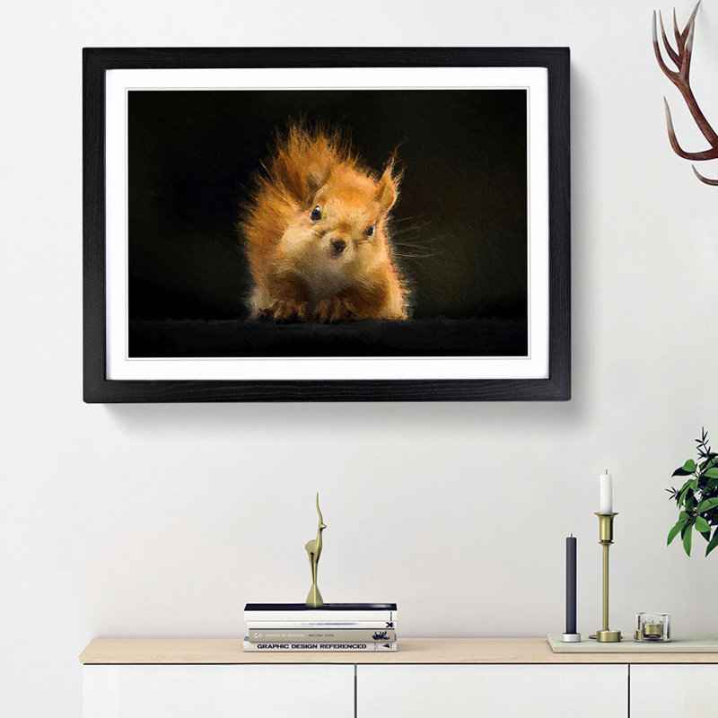 Red Squirrel - Framed Print, 36cm H x 48cm W x 2cm D, Black Framed