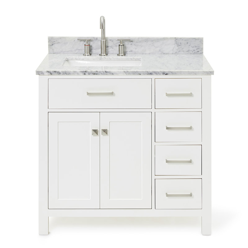 Ensemble de meuble-lavabo simple 37 po Aberdeenshire, Left, Rectangular, gris