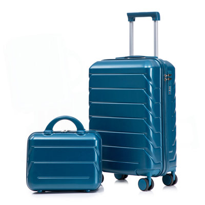 14 "/ 20" 2 pièces / ensemble dans un bagage à roulettes en ABS, avec serrure à combinaison, étui à cosmétiques 14 "