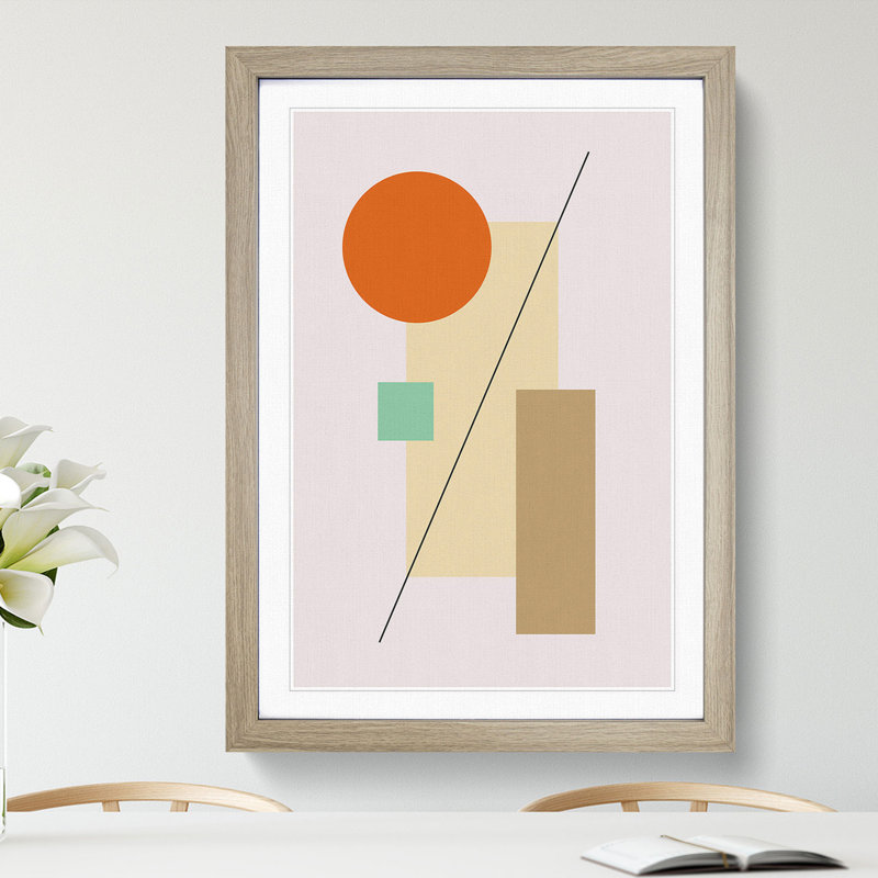 Abstract Blocks - Picture Frame Graphic Art, 48cm H x 36cm W x 2cm D, Oak