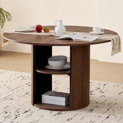 Table de salle à manger ronde de 47 po pour 4 personnes, table de cuisine circulaire avec rangement pour salle à manger, salon, maison, appartement