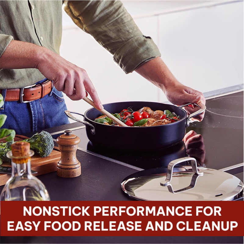 Alva Maestro 9.5" Gray Ceramic Nonstick Sauté Pan with Stainless Steel Lid